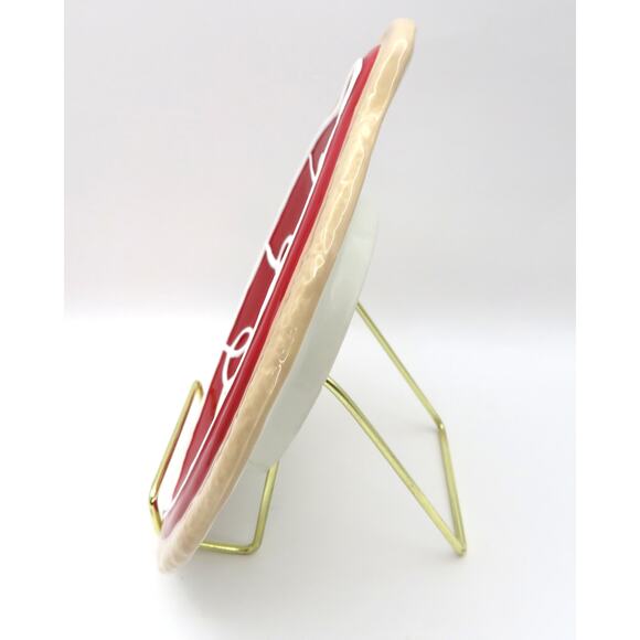 Fitz & Floyd Santa’s Kitchen Ornament Small Ceramic Platter Red Cookie Plate - Picture 5 of 10